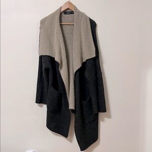 Zara Black and Tan Open Front Cardigan